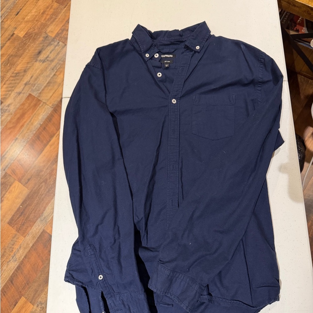 Express Men's Dark Blue Casual Shirt
